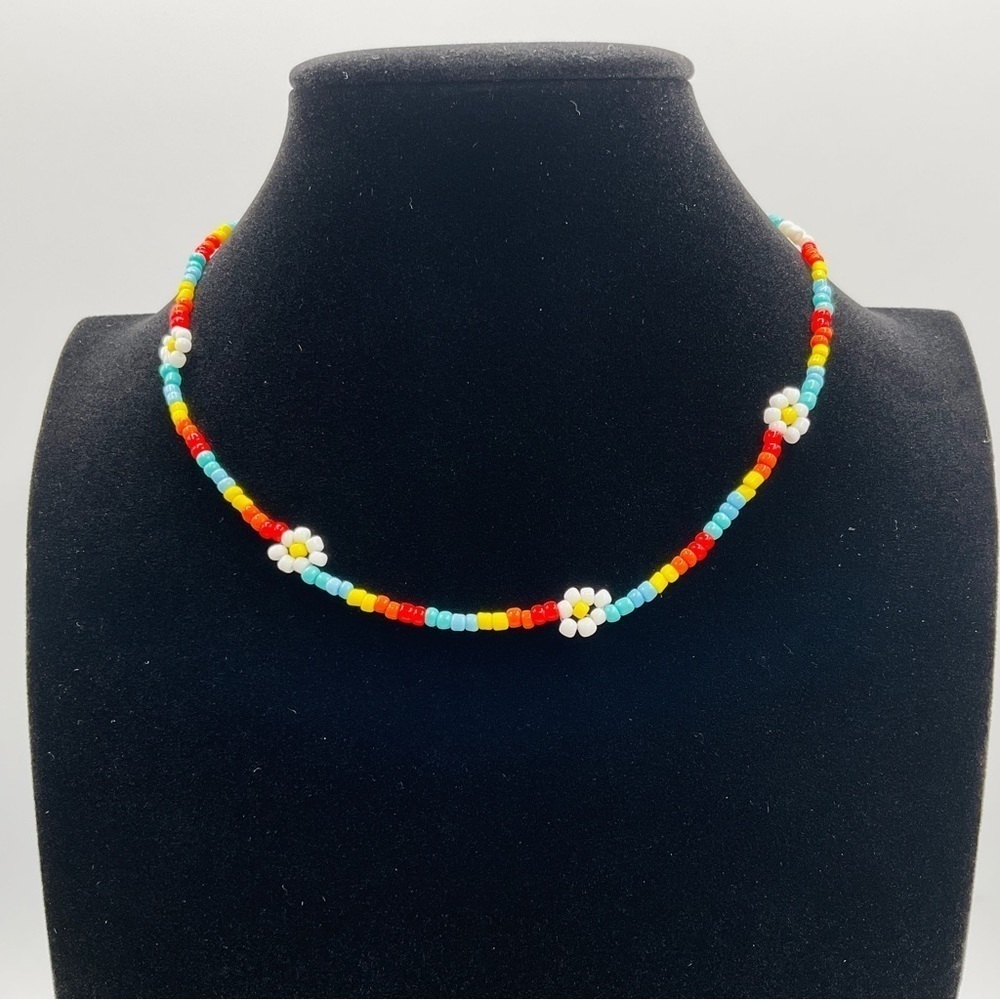 Bohemian Flower Necklace Seed Bead Choker Jewelry Beach Festival Women Girl Gift
